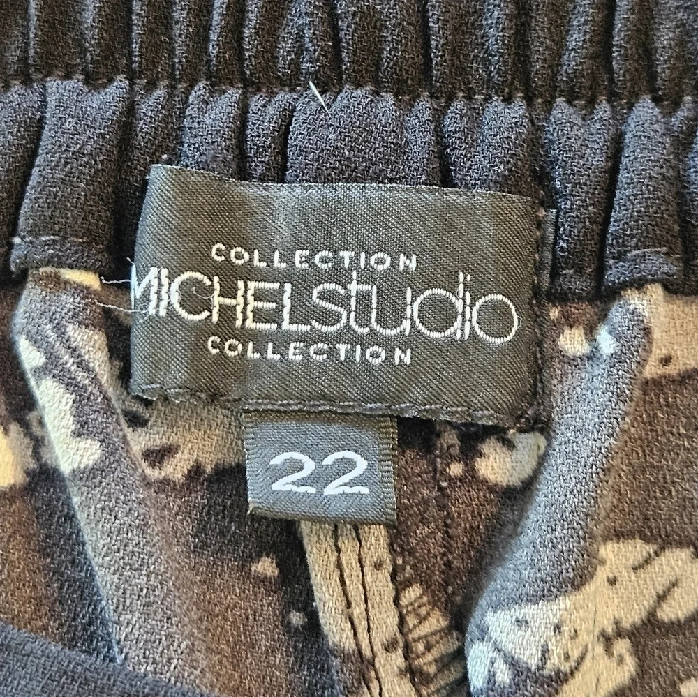Michele Studio Abstract Print Pull On High Rise Taper Leg Pant Plus Sz 22 EUC
